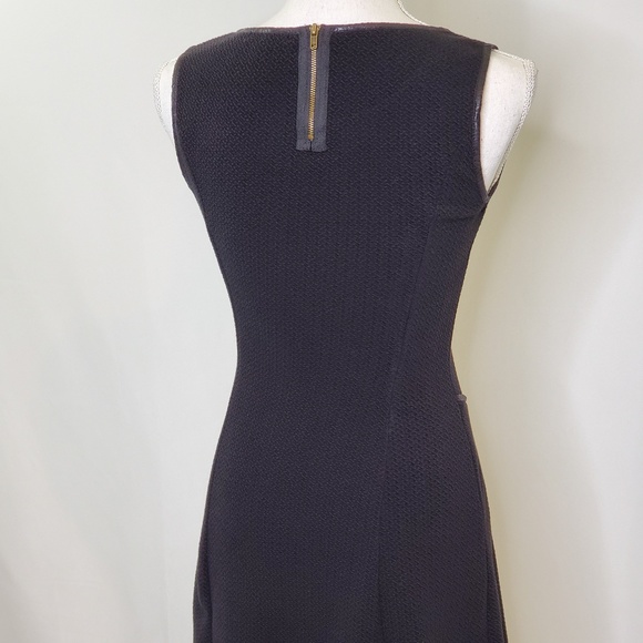 Leather Trim Waffle Weave Knit Short  Dress - Picture 2 of 8